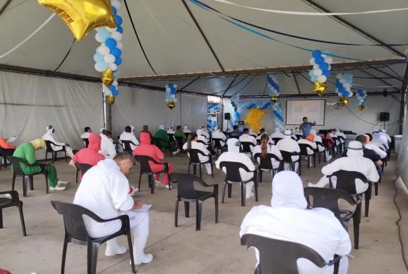 Colaboradores acompanhando as atividades